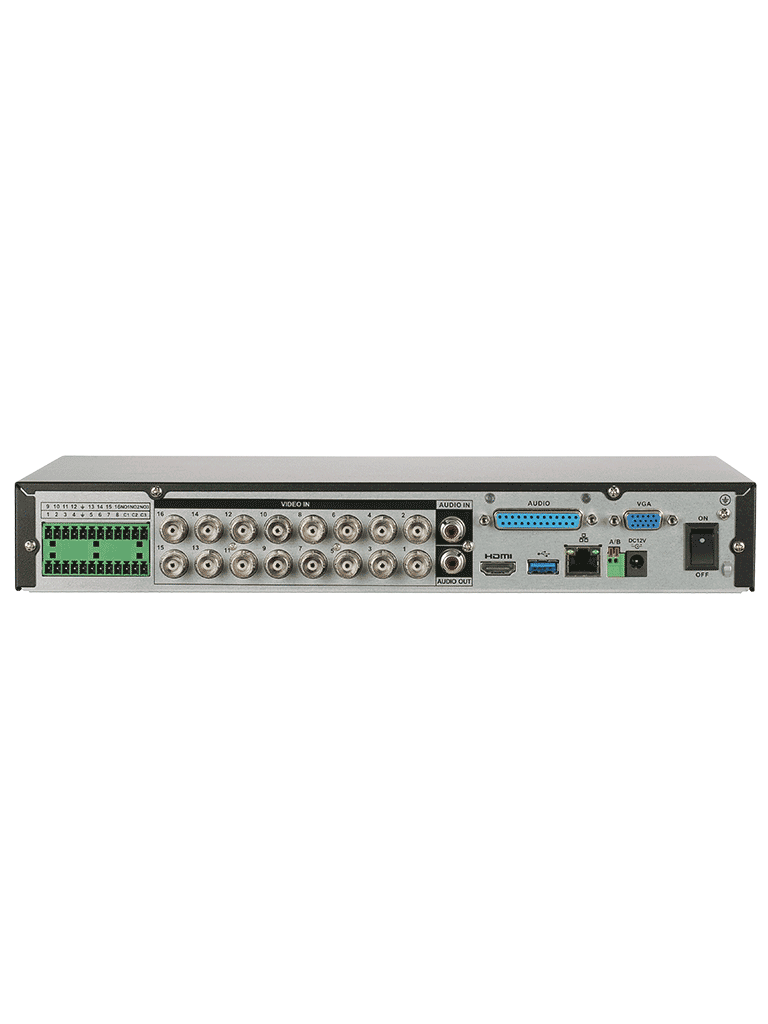 DAHUA XVR5116HE-4KL-I3 - DVR 16 Canales 4K con IA WizSense H.265+ 16 Canales HDCVI+IP (32 Ch máx.) Reconocimiento Facial SMD Plus Protección Perimetral 16&3 E&S Alarma 1 Puerto SATA.