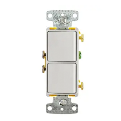 Interruptor Residencial 15 A 120-277 V con 2 Bases Unipolares Cableado lateral Color Blanco.