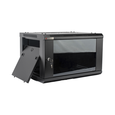 Gabinete PRECISION Con Puerta de Cristal Templado de 19in 6UR 450mm de Profundidad Color Negro