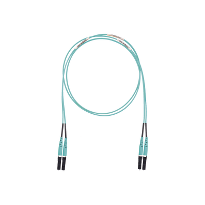Jumper de Fibra Optica Multimodo 50/125 OM3 LC-LC Duplex LSZH (Cero Halógenos) Color Aqua 10 Metros