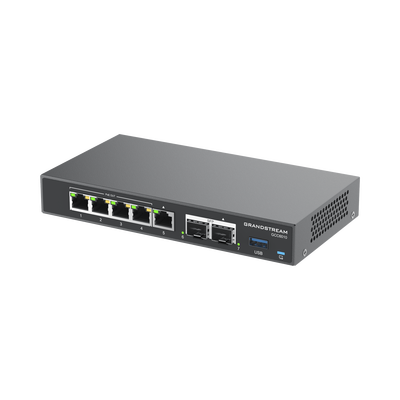 4 en 1: Firewall Nueva Generación Router PBX IP Switch Gigabit de 5 Puertos (4 PoE) y 2 Puertos SFP 2.5 Gigabit