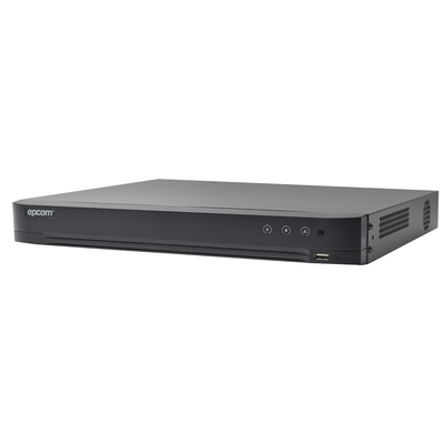 DVR 16 Canales TURBOHD + 8 Canales IP / 5 Megapixel Lite - 3K Lite / Audio Bidireccional por Coaxitron / Reconocimiento Facial / ACUSENSE (Evita falsas alarmas) / 1 Bahía de Disco Duro / Salida de Video en Full HD