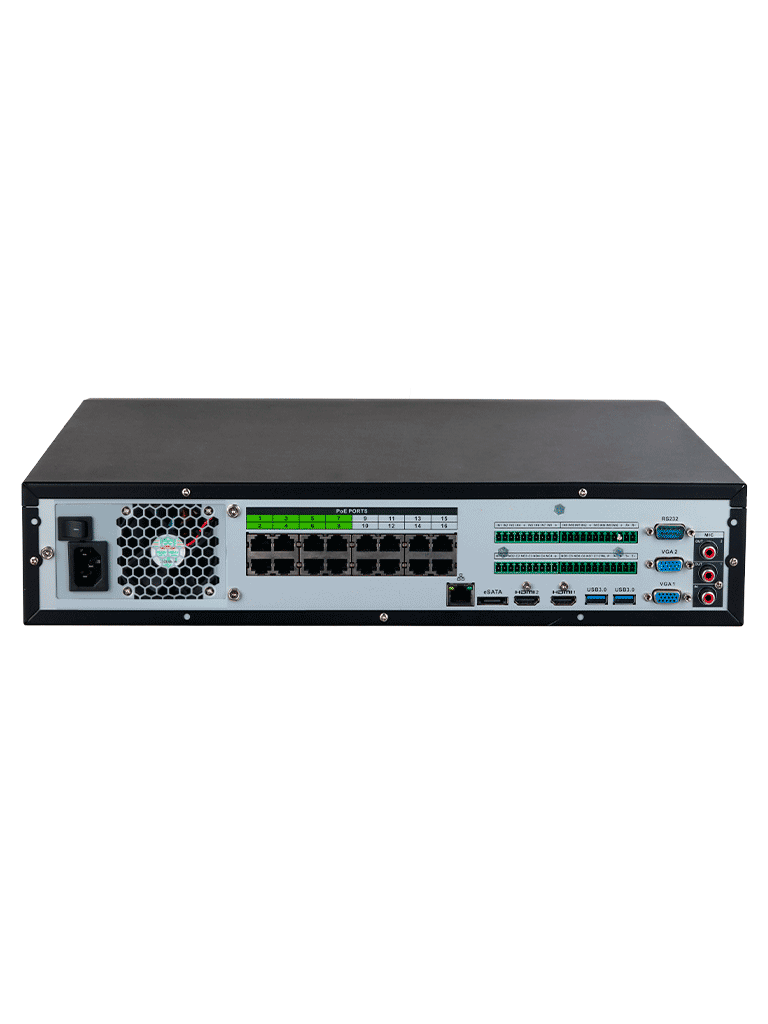 DAHUA DHI-NVR5864-16P-EI - NVR de 64 canales IP 4K con tecnología Acupick de 16 puertos PoE RAID 0/1/5/6/10 384 Mbps. IA avanzada: detección y reconocimiento de rostros protección perimetral SMD Plus en 8 canales.