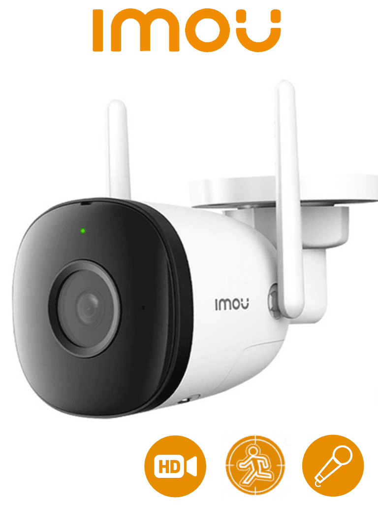 IMOU Bullet 2E 5Mp (IPC-K3DN-5H0WF) - Cámara IP Bullet WiFi de 5MP tiene micrófono integrado 102° de visión H.265 lente de 2.8mm detección de humanos IR 30m IP67 y ranura MicroSD.