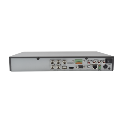 DVR 8 Megapixel / 4 Canales TURBOHD + 4 Canales IP / 1 Bahía de Disco Duro / 4 Canales de Audio / 4 Entradas de alarma / Vídeoanálisis