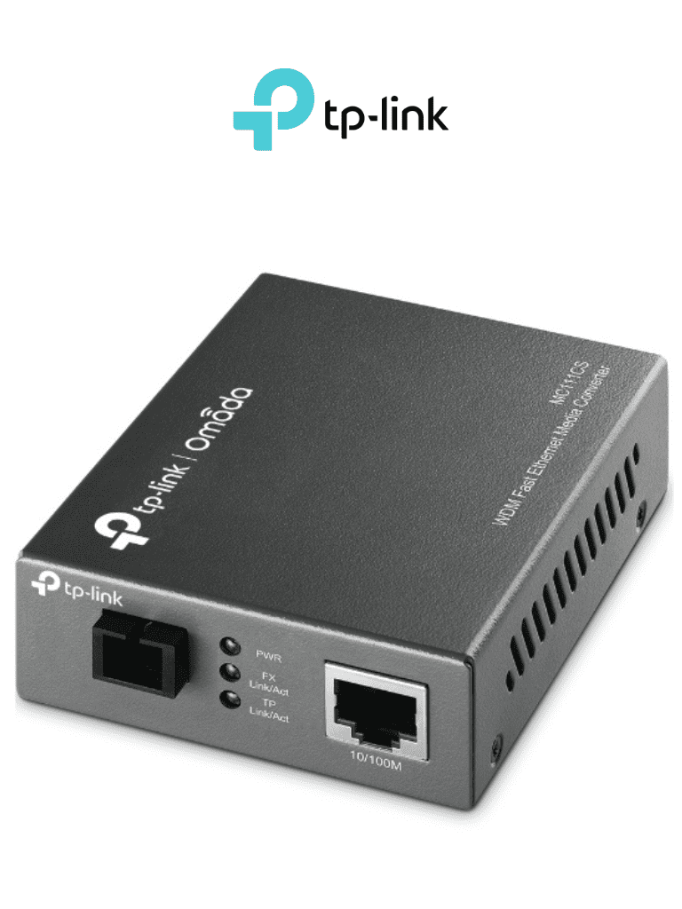 TP-LINK MC111CS - Convertidor de Fibra Óptica WDM Monomodo con 1 puerto RJ45 10/100 Mbps y 1 puerto SC/UPC 100 Mbps. Alcance de hasta 20 km requiere el modelo MC112CS para funcionar plug and play.