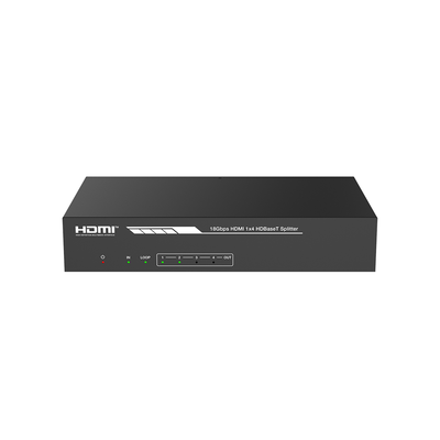 Splitter mas Extensor de Video | 1x4 | ProAV | HDBaseT™ | 120m en 4K@60Hz | 150m en 1080p@60Hz | Cat6/6a/7 | Gestión Avanzada EDID | Control IR y RS232 | PoC | Salida de Audio