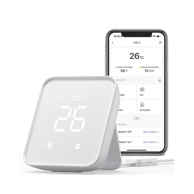 KIT Controlador HUB principal para dispositivos SwitchBot Señal Wifi y BLUETOOTH incluye 2 motores cortinas y 1 control remoto
