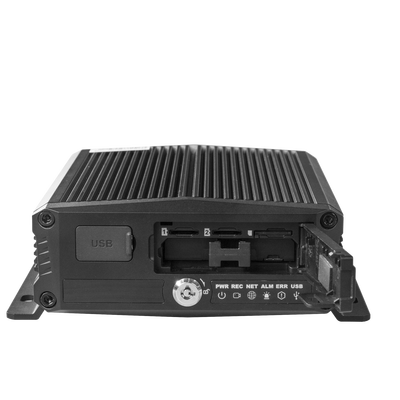 DVR Móvil / Multiplataforma / 4 Canales AHD + 2 canales IP/ Almacenamiento en Memoria Micro SD / H.265 / Chip IA Embebido / Soporta 4G / GPS