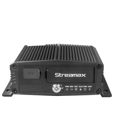 DVR Móvil / Multiplataforma / 4 Canales AHD + 2 canales IP/ Almacenamiento en Memoria Micro SD / H.265 / Chip IA Embebido / Soporta 4G / GPS