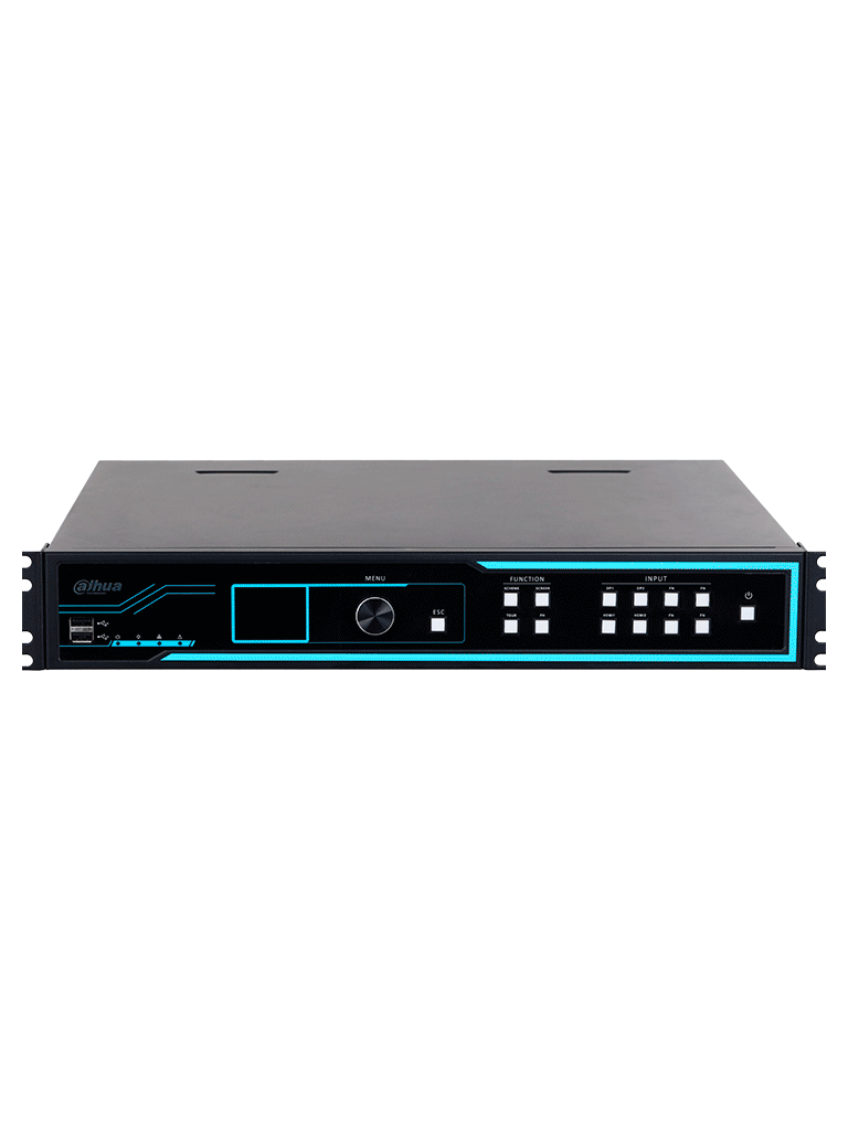 DAHUA DHI-NVD1205DU-4I-8K Decodificador de vídeo IP Ultra HD (8k)/ 12 salidas HDMI/H265+/ H265/ H264/ MJPEG/ HDMI /DVI-I/ Soporta 1/4/6/8/9/16/25/36 y división libre/ RS232 RS485/ Control de pantallas de empalme para zoom/fusión/desplazamiento