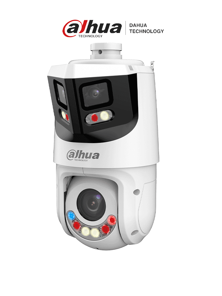 DAHUA SDT4E425-8P-GB-APV1-Cámara IP PTZ 8+4MP 8MP Vista Panorámica+4MP PT TiOC WizSense 25X Zoom IR hasta100m disuasión activa con Estrobo de Luz Roja y Azul Altavoz Integrado protección perimetral Iluminador dual inteligent IP66#MCI1Q125#IL