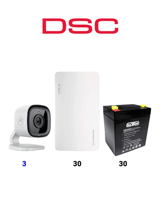 DSC SEM300 30 PACK - Paquete de 30 Comunicadores SEM300  Comunicador Dual  SIM/ IP para PowerSeries de Alarm.com   30 baterías 12V 4.5Ah CBAT45AH   3 Cámaras de alarm.com ADC-V515