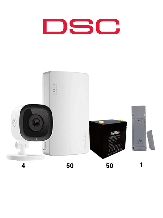 DSC SEM300 50 PACK - Paquete de 50 Comunicadores SEM300  Comunicador Dual  SIM/  IP para PowerSeries de Alarm.com   50 baterías Saxxon 12V 4.5Ah CBAT45AH  4 Cámaras de alarm.com ADC-V523X y 1 ADC-FLEX-100-MX-AT - Contacto Magnetico