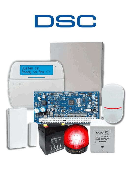 DSC SEEDPACK EXCLUSIVO TALLERES-  Paquete para desarrollo instaladores de alarmas serie NEO con 32 Zonas Inalámbricas / Panel HS2032 / Teclado LCD Alfa HS2LCDRF9N/ Gabinete / 1 Contacto PG9303 / PIR  LC200 / Transformador / 1 Estrobo /con Batería