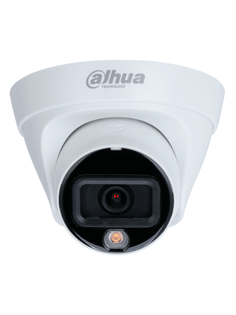 DAHUA DH-IPC-HDW1239T1P-A-LED-0280B-S6 - Cámara IP Domo Full Color de 2MP con lente de 2.8mm y 110° de visión. Cuenta con micrófono integrado luz blanca de 15m compresión H.265 protección IP67 PoE y DWDR para imágenes nítidas.
