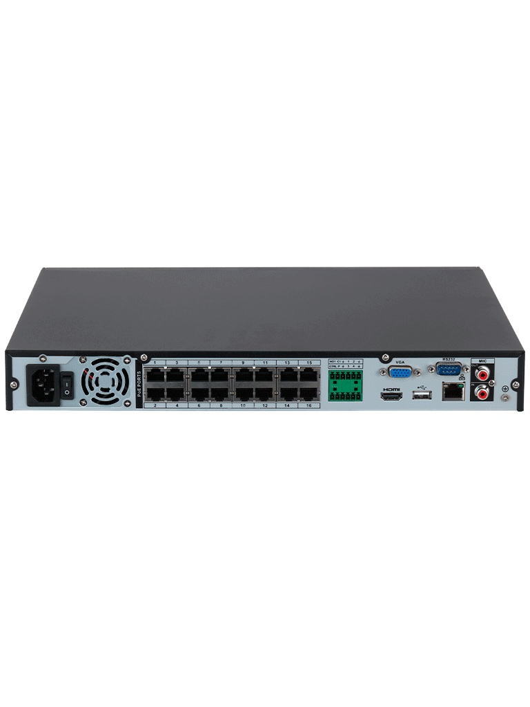DAHUA DHI-NVR4232-16P-4KS3 NVR de 8 MP / 4k / 32 Canales IP / 16 Puertos PoE / Rendimiento de 160 Mbps/ Smart H.265+/ 2 Bahías de disco duro/ 4&2 E&S de Alarma/ Soporta cámaras WizSense/ 2 canales SMD Plus