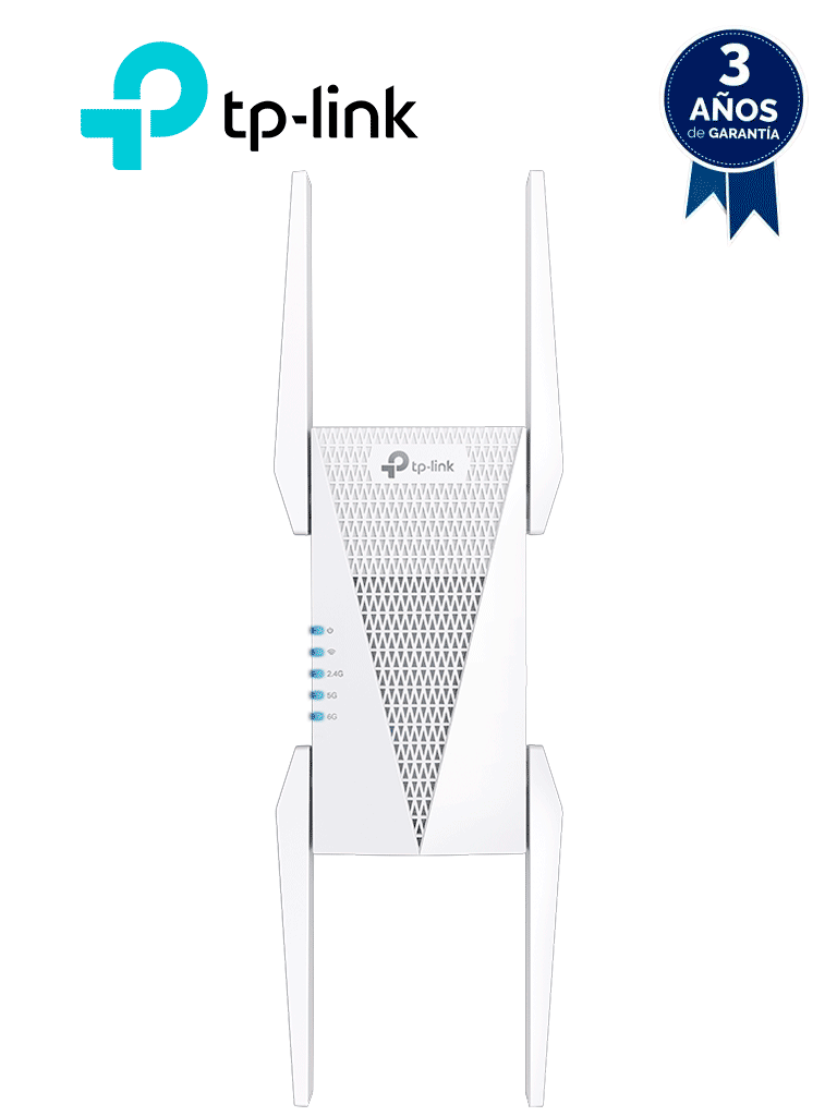 TP-LINK RE815XE - Repetidor WiFi 6E Mesh Tribanda con frecuencia de 6GHz y velocidades de 5.4Gbps Ancho de banda de canal de 160MHz Roaming inteligente OneMesh APP TP-LINK Theter.