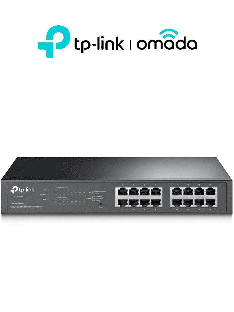 TP-LINK - TL-SG1016PE - Switch Easy Smart de 16 Puertos Gigabit con 8 Puertos PoE+
