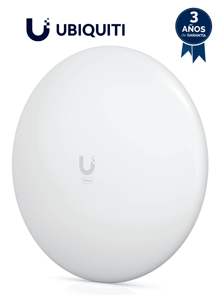 UBIQUITI WAVE-LR- Antena cliente para WAVE-AP con frecuencia de 60 GHz y tasa de transferencia de hasta 2 Gbps. Incluye respaldo a 5 GHz y es compatible únicamente con WAVE-AP