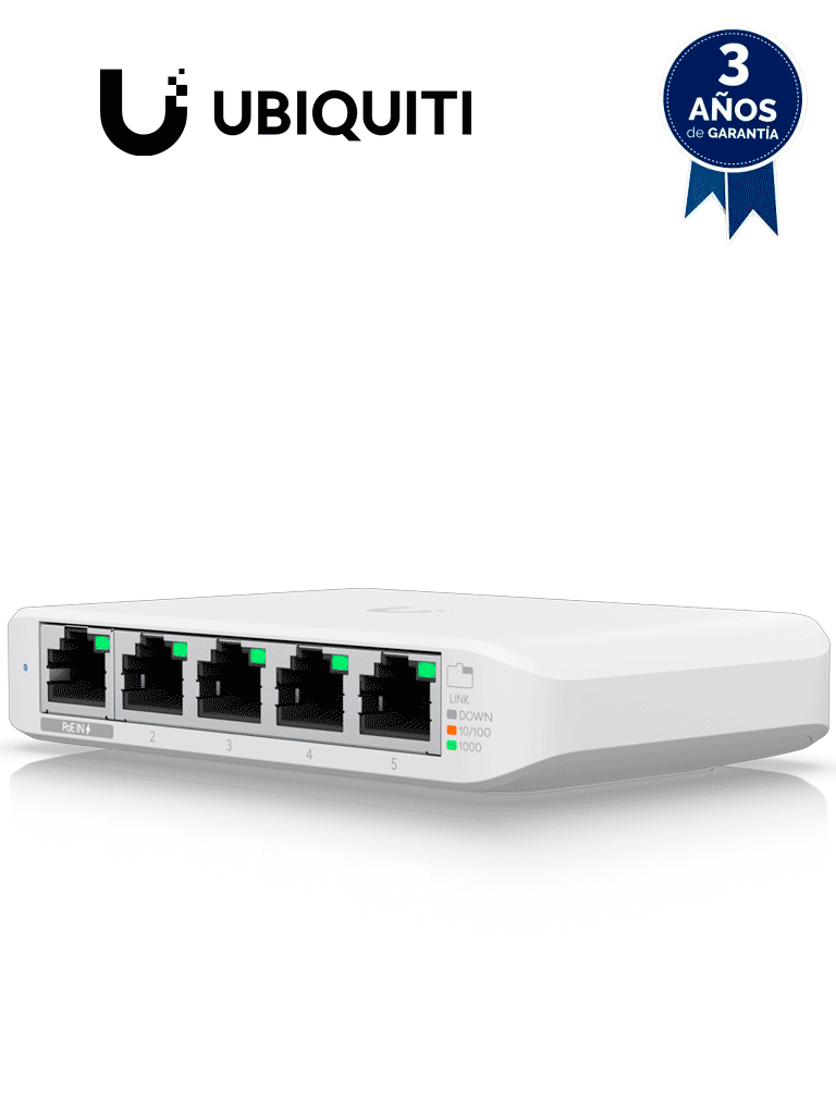 UBIQUITI USW-FLEX-MINI Switch UniFi Administrable Compacto de 5 Puertos 10/100/1000 Mbps entrada de PoE 802.3af/at