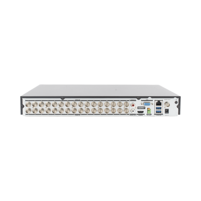 DVR 32 Canales TurboHD + 8 Canales IP / 5 Megapixel Lite - 3K Lite / Acusense (Evita Falsas Alarmas) / Audio Bidireccional / 2 Bahías de Disco Duro / H.265+ / Salida de Video en Full HD
