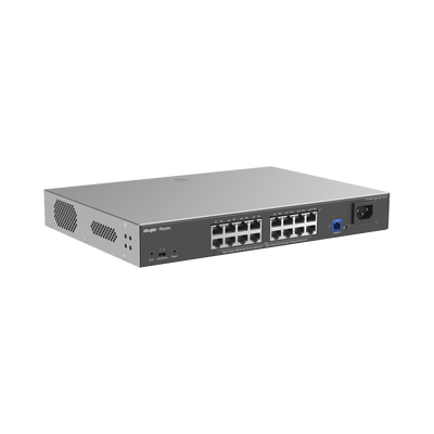 e-Lighten ONU / Switch PoE+ Hibrido  Capa 2 con un Puerto PON 1G SC/UPC y 16 Puertos Ethernet PoE+ 1G hasta 240 Watts y 100 Clientes