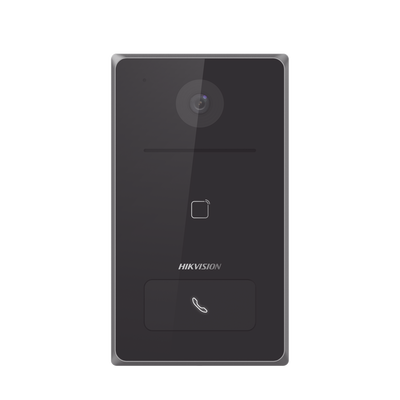 Frente de Calle IP 2 Megapixel Standalone / PoE Estandar / IP65 / Apertura desde Hik-connect / Soporta 1 Departamento / Soporta Tarjetas Mifare / 1 Salida Relay