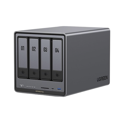 NASync DXP4800 Plus | SO UGOS Pro | Pentium Gold 8505 Intel® Core™ i5 | 4-Bahias (SATA) hasta 96TB | 2* M.2 SSD hasta 16TB | 8GB DDR5 (Exp. a 64GB) | 2 Ethernet | HDMI 4K | 2* USB2.0 | 1*USB 3.2Gen1 | 1* USB 3.2Gen2 | 1*USB-C 3.2Gen2 | SD 3.0