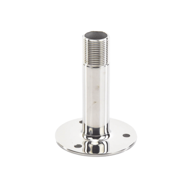 Montaje recto de acero inoxidable de 4 pulgadas de alto y 3 de base.