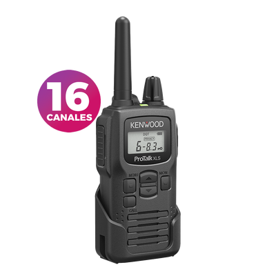 Radio portátil UHF 450-470 MHz 2 W 16 canales Resistente a Golpes MIL-STD-810 manos libres VOX. Incluye antena batería cargador y clip