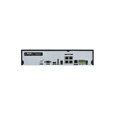 NVR 4K | 4 Canales | Switch PoE de 4 puertos | Incluye HDD 2TB | Soporta ONVIF | Salida de Audio | Entrada y Salida de Alarma