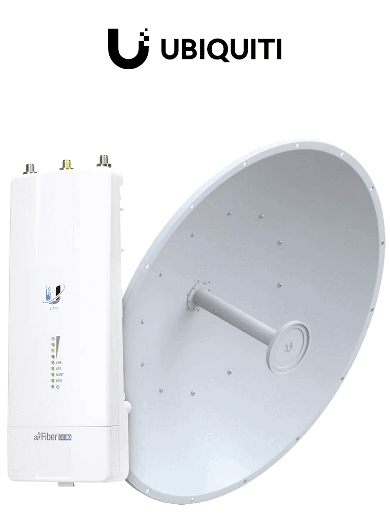 Ubiquiti AF-5XHD-34-S45 - Kit AirFiber con Radio AF-5XHD y Antena AirFiber de 34 dBi Slam-45 para enlaces PTP de clase carrier BACKHAUL con hasta 500 Mbps Full Duplex y en banda libre de 5.8 GHz.