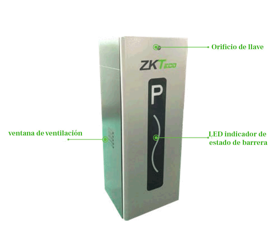 ZKTECO CMP200R - Barrera Vehicular Derecha / Brazo Telescópico de 2.6 hasta 4.5 metros / 3 Seg. / Dirección Ajustable (a Izquierda) / Gabinete con Luz Led Indicador de estado / Sistema Inteligente anti-impacto/ Incluye 2 controles remotos
