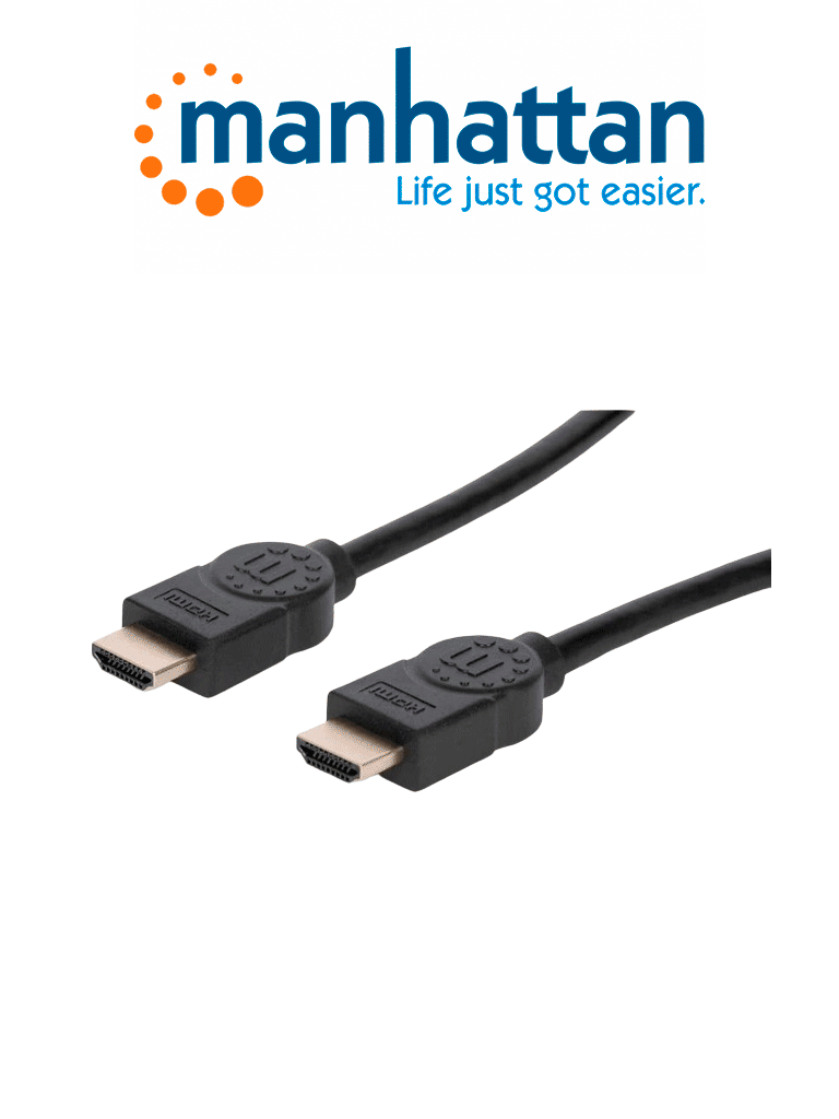 MANHATTAN 355353 - Cable HDMI de Alta Velocidad con Canal Ethernet Versión Premium / 4K@60Hz UHD HEC ARC 3D / ancho de banda de 18 Gbps / HDMI Macho a Macho Blindado /3.0 m (3 ft.) / Negro