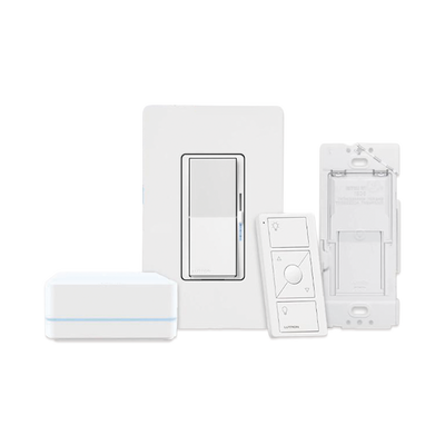 (Caseta Wireless) Kit Hub controlador atenuador control remoto PICO base de pared y tapa.