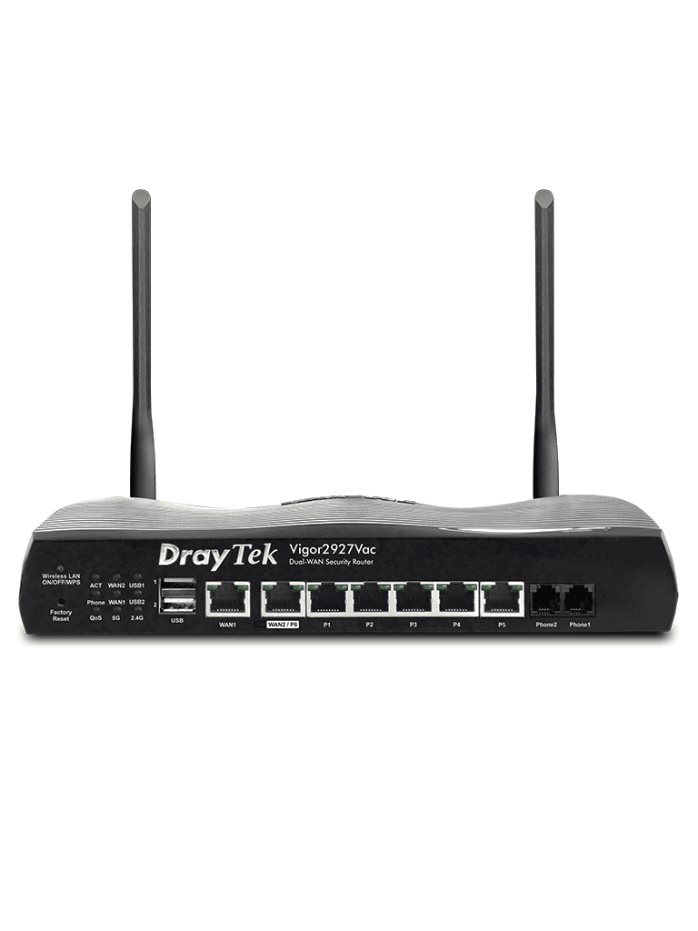 Ruteador Inalambrico Multi WAN/ 1 Puertos WAN GE RJ45/ 1 Puerto intercambiable LAN & WAN/ 5 Puertos LAN GE/ VoIP/ Hasta 12 Registros SIP/ 50 VPN/ 2 Puertos USB/ WiFi AC Hasta 1733 Mbps