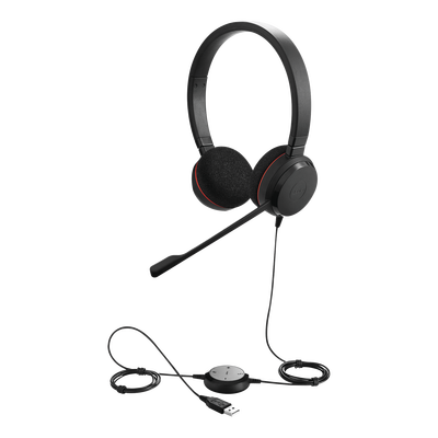 Jabra Evolve 20 DUO con conexión USB micrófono con cancelación de ruido de ultima generación configuración Plug and Play (4999-829-209)