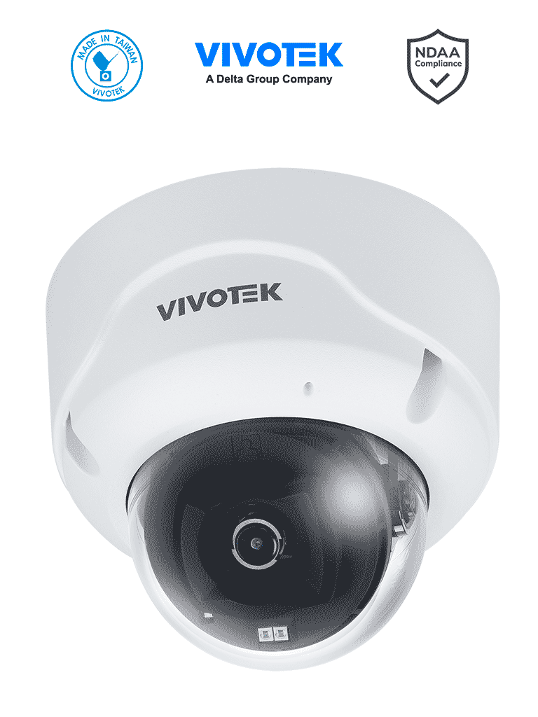 VIVOTEK FD9389-EHV-V3 - Cámara IP domo exterior 5 Megapixeles IR 40mts Real Sight Engine IA WDR Pro Micrófono Integrado Lente fijo 2.8 mm Protección IP66 IK10 NEMA4X Ciberseguridad Trend Micro IA Deep Search IA Smart VCA DI/DO NDAA