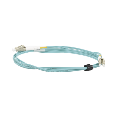 Jumper de Fibra Óptica Multimodo 50/125 XGLO OM3 LC-LC Duplex OFNR Color Aqua 2 Metros
