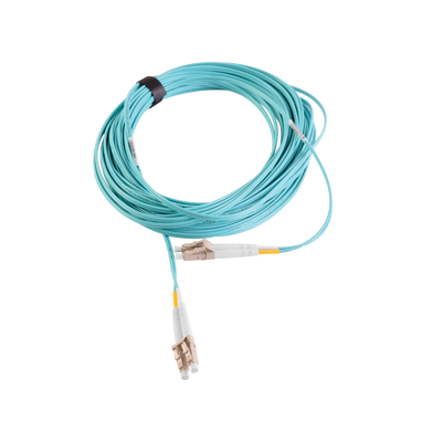 Jumper de Fibra Óptica Multimodo 50/125 XGLO OM3 LC-LC Duplex OFNR Color Aqua 15 Metros