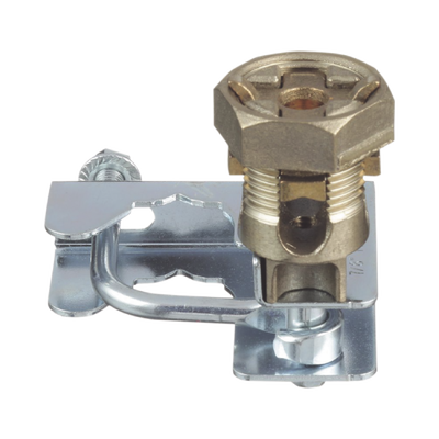 Abrazadera para Tierra Física en Base de Piso Falso para Cables de 6 a 1/0 AWG. Para Pedestales Cuadrados de 7/8" y Circulares de 1" a 1 1/8"