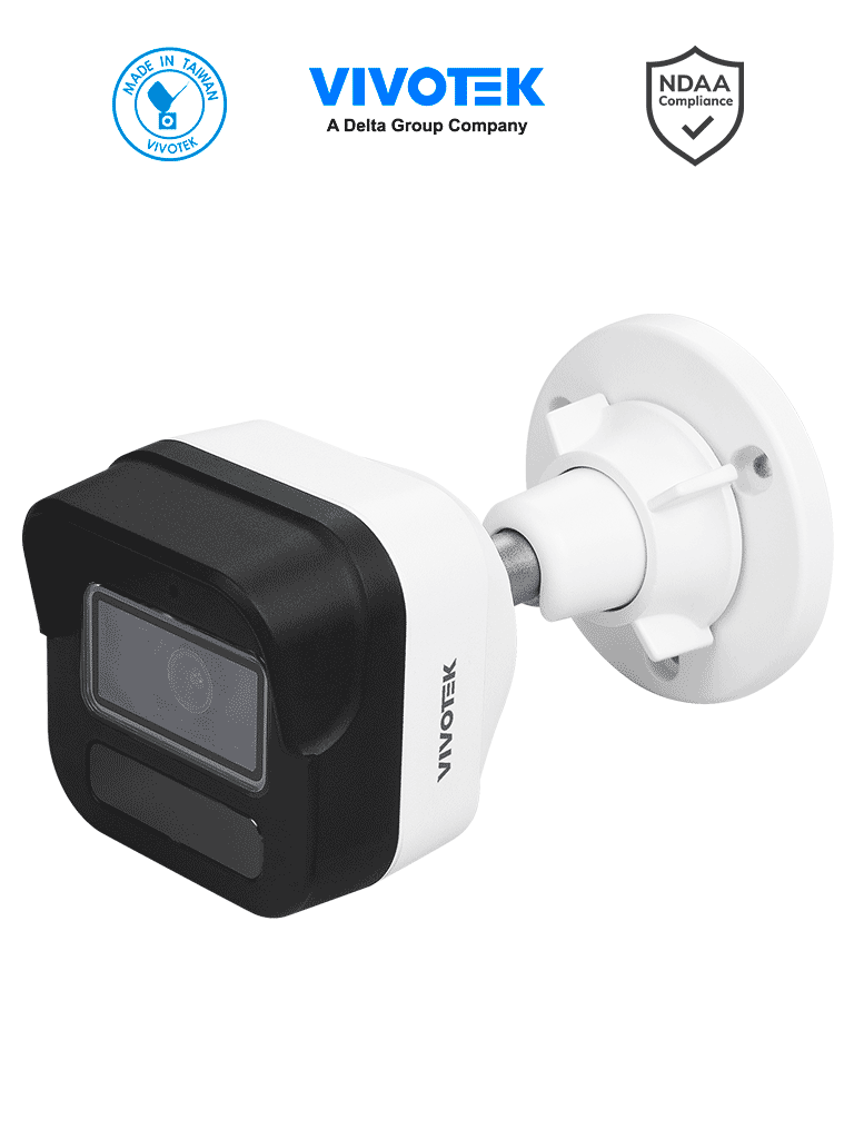 VIVOTEK IB9380-HV-V2 - Cámara IP bullet exterior 5 MP H.265 Lente fijo 2.8mm Smart IR 30m WDR Pro IA Smart Search Microfono integrado Ciberseguridad Trend Micro Ranura MicroSD IP66/IK10 NDAA ONVIF