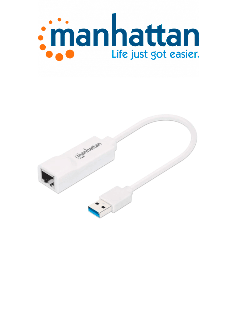 MANHATTAN 506847 Adaptador de Súper Velocidad USB 3.0 a RJ-45 GB Ethernet 10/100/1000 Mbps Gigabit Ethernet Súper Velocidad USB 3.0