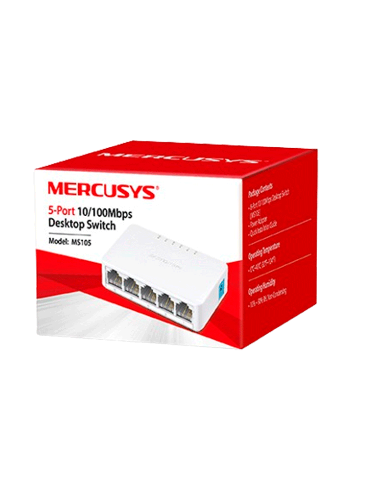 MERCUSYS MS105 - Switch no administrable para escritorio con 5 puertos 10/100 Mbps diseño compacto y función Plug and Play.