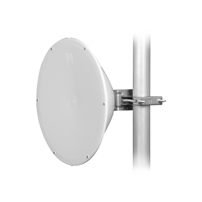 Antena direccional de Alto Rendimiento/ Parábola profunda para mayor aislamiento al ruido / 24.5 dBi / (4.9 - 6.4 GHz) / Conectores N-Hembra / Fácil Montaje y Soporte de acero inoxidable / Radomo Incluido