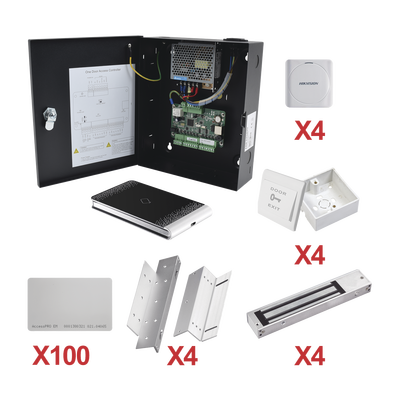 Kit de Control de Acceso con TARJETA para 4 Puertas / TODO INCLUIDO / Software IVMS4200 incluido