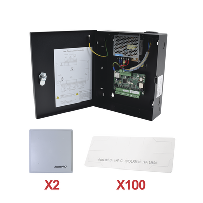 Kit para automatizar 2 ACCESOS VEHICULARES con STICKERS en Parabrisas de vehiculos / Incluye Panel 2 lectores y 100 stickers / Software IVMS4200 incluido