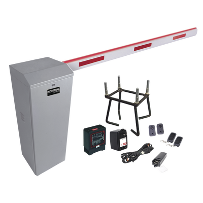 Kit COMPLETO Barrera Derecha XB / 3M / Iluminacion LED Rojo-Verde / Incluye Sensor de masa Transformador Lazo Ancla Fotoceldas y 2 Controles Inalámbricos