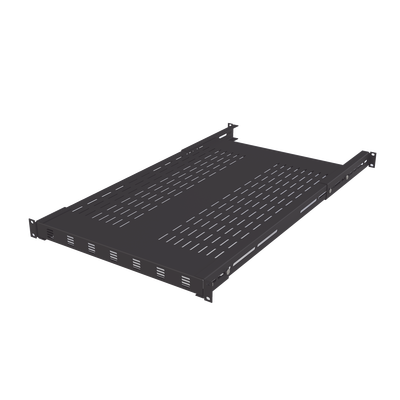 Charola Ventilada para Soportar Equipos en Rack  Profundidad Ajustable de 495 a 965 mm  1U  Color Negro